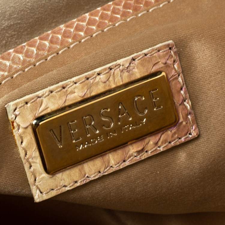 Pre Owned Versace Tricolor Glazed Python Canyon Top Handle Bag
