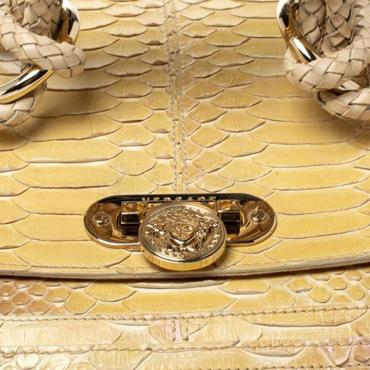 Pre Owned Versace Tricolor Glazed Python Canyon Top Handle Bag