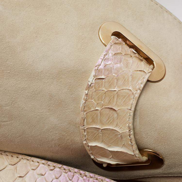 Pre Owned Versace Tricolor Glazed Python Canyon Top Handle Bag