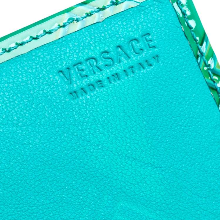 Pre Owned Versace Green Patent Leather Wallet On Chain