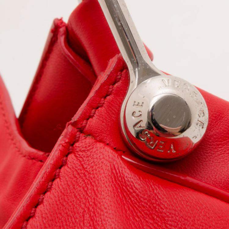 Pre Owned Versace Red Rounded Flap Shoulder Bag