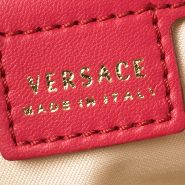 Pre Owned Versace Red Croc Embossed Leather Satchel