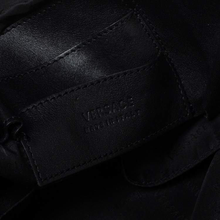 Pre Owned Versace Black Monogram Canvas and Leather Laptop Bag