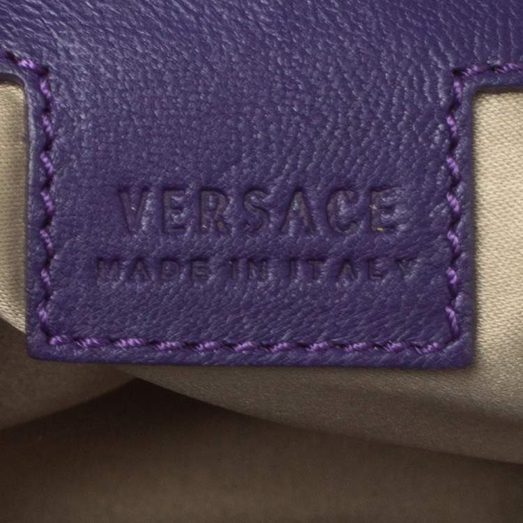 Pre Owned  Versace Multicolor Printed Leather, Velvet and Suede Palazzo Flap Shoulder Bag