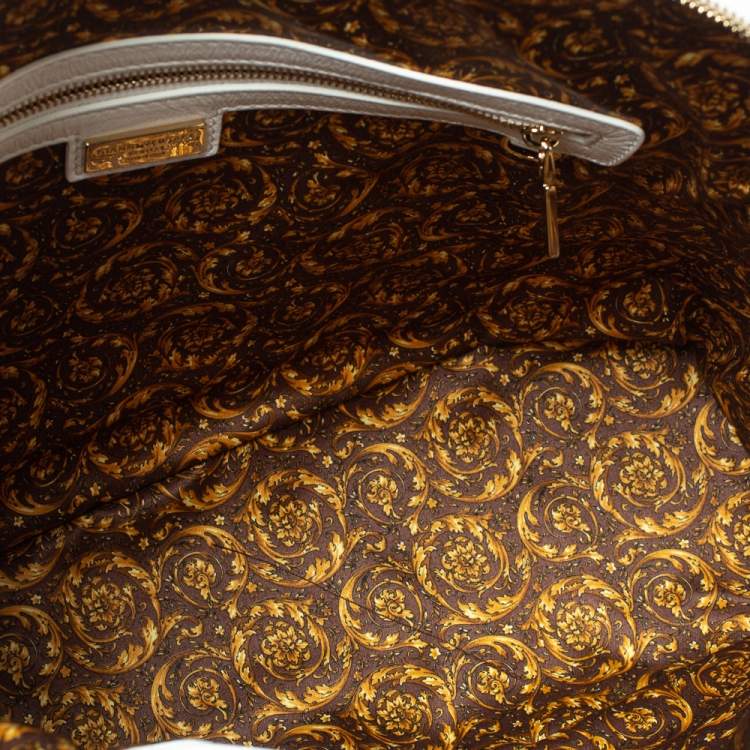 Pre Owned Versace White Barocco Quilted Leather Athena Vanitas Satchel