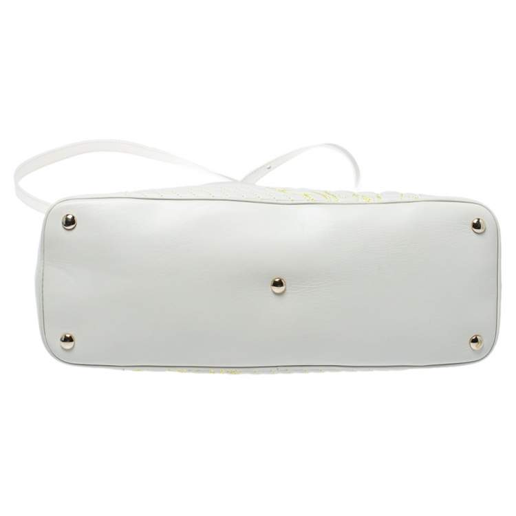 Pre Owned Versace White Barocco Quilted Leather Athena Vanitas Satchel