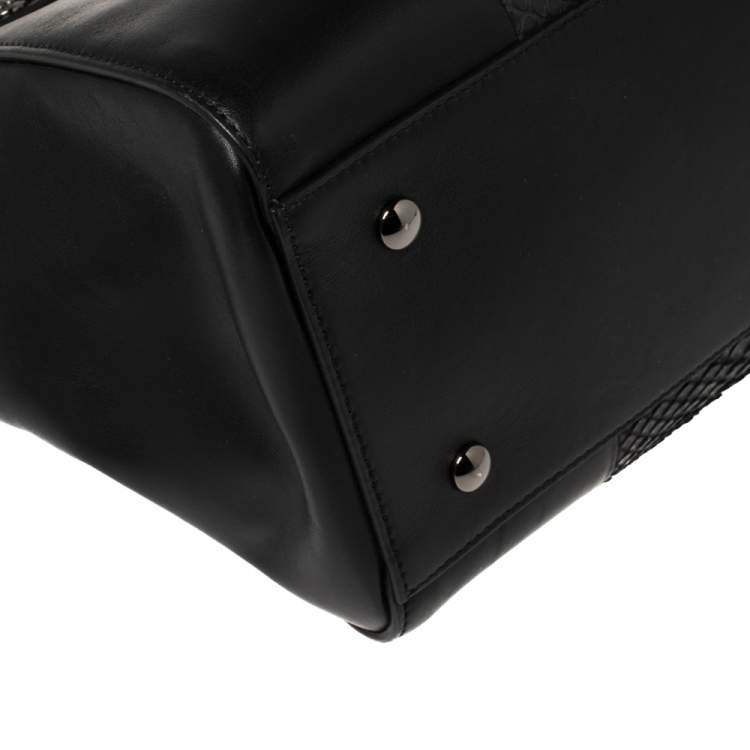 Pre Owned Versace Black Python And Leather Large Signature Tote