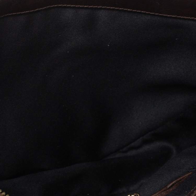 Pre Owned Versace Dark Brown Python Zip Detail Half Moon Hobo 