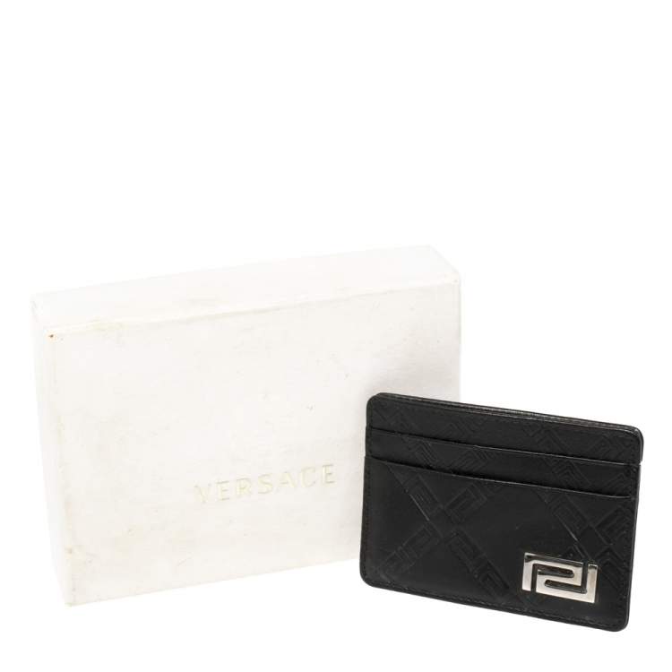 Pre Owned Versace Black Leather Card Holder