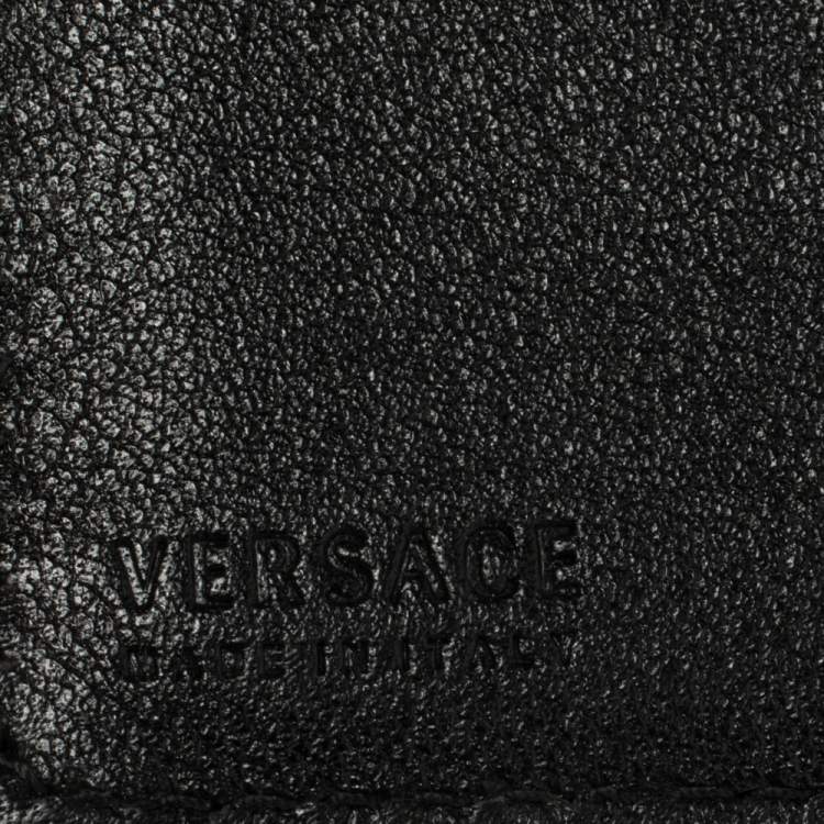 Pre Owned Versace Black Leather Card Holder