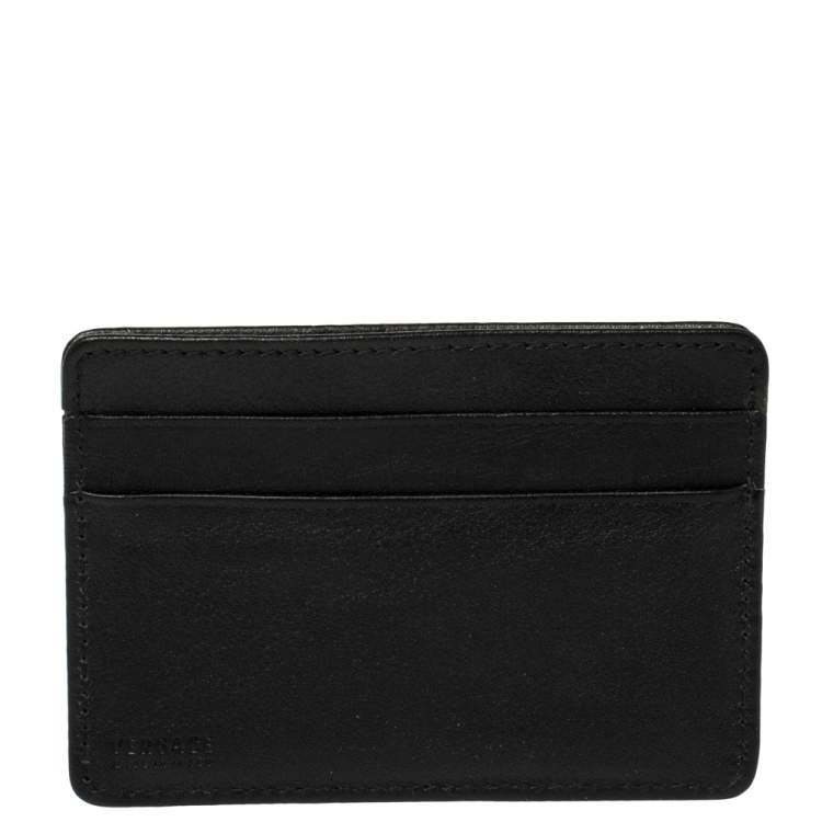 Pre Owned Versace Black Leather Card Holder