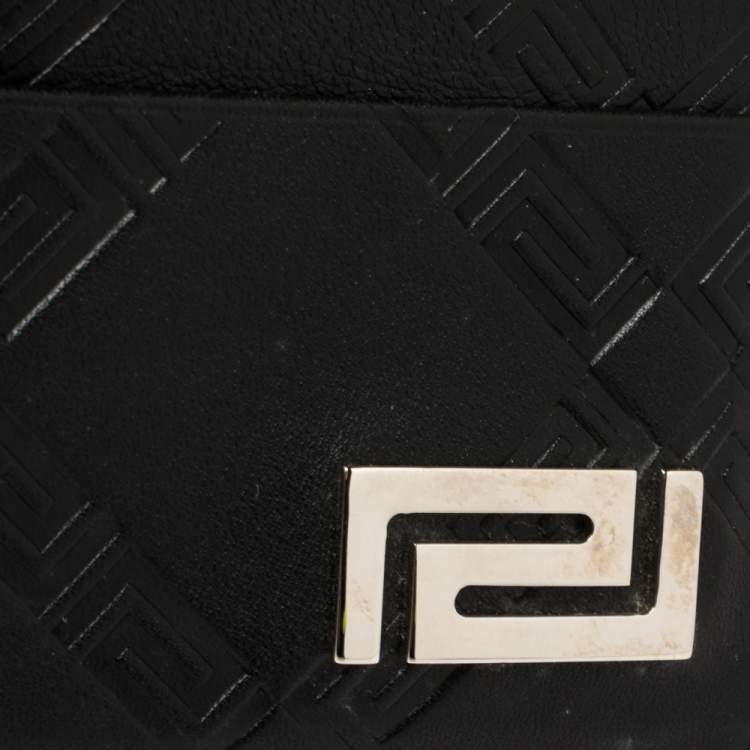 Pre Owned Versace Black Leather Card Holder