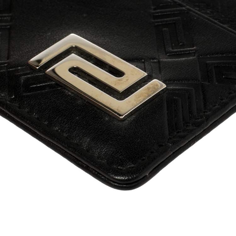 Pre Owned Versace Black Leather Card Holder