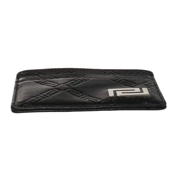 Pre Owned Versace Black Leather Card Holder