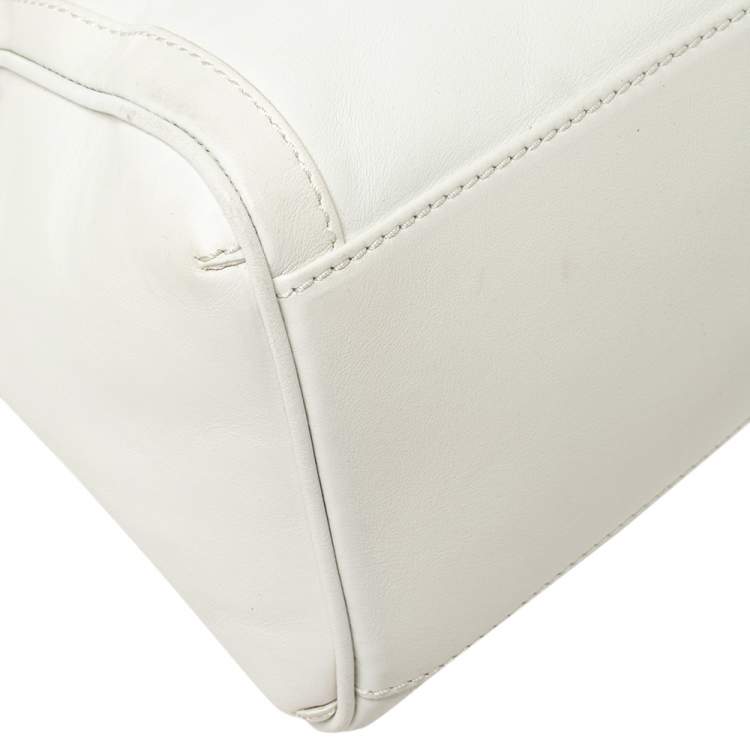 Pre Owned Versace White Leather Medusa Embossed Satchel