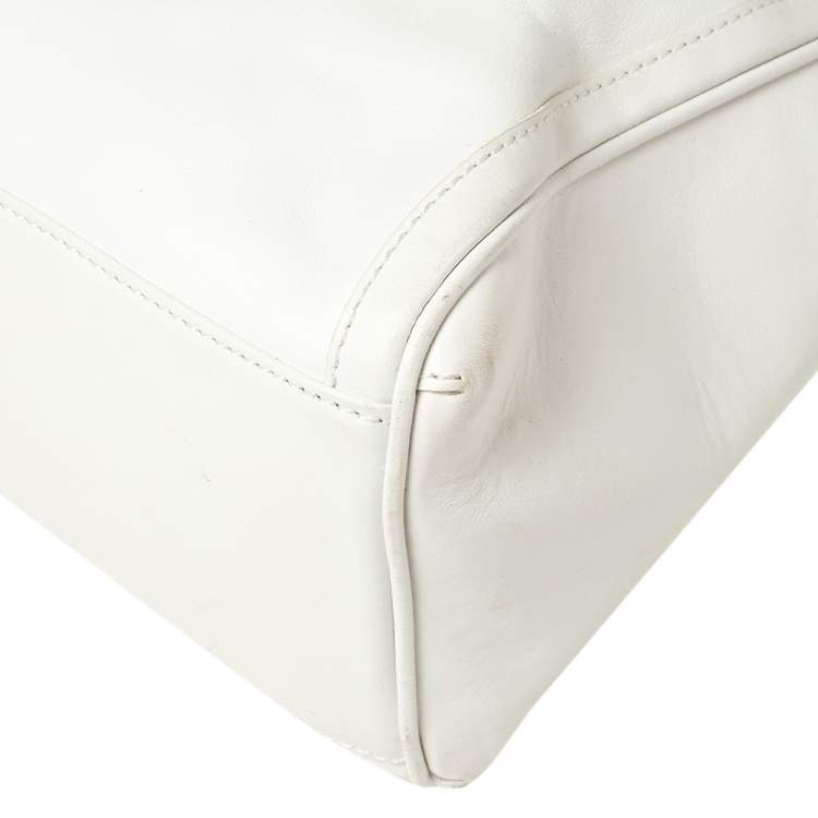 Pre Owned Versace White Leather Medusa Embossed Satchel