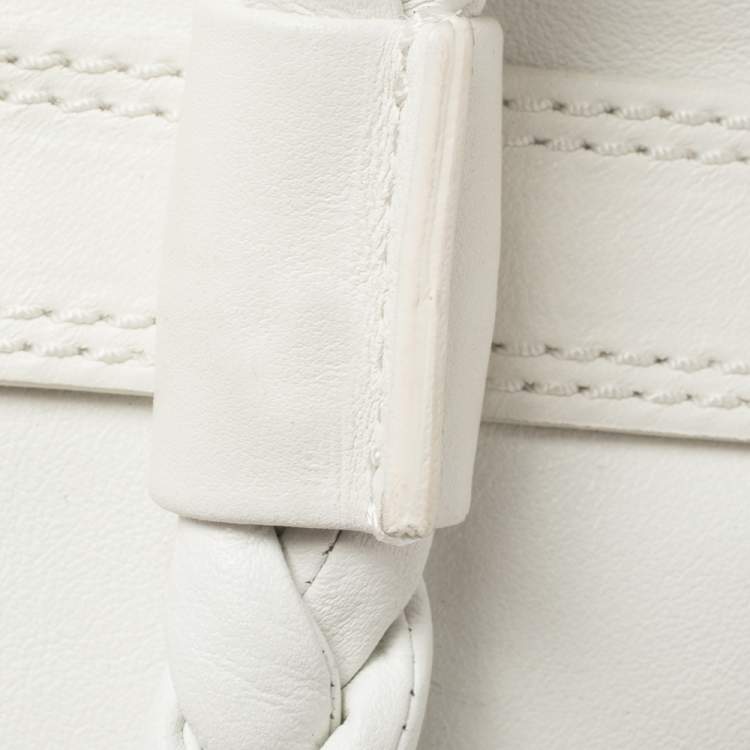 Pre Owned Versace White Leather Medusa Embossed Satchel