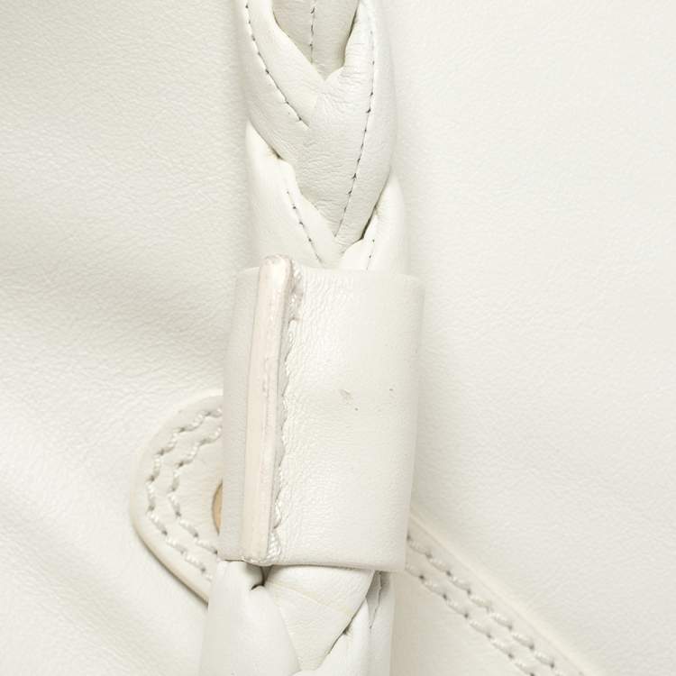 Pre Owned Versace White Leather Medusa Embossed Satchel