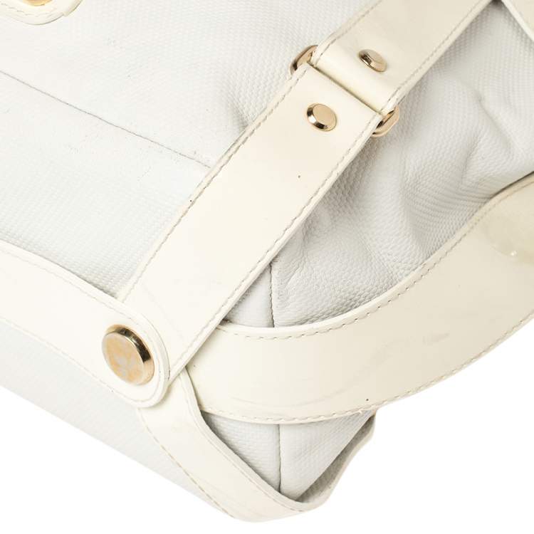مملوكة مسبقًا Versace White/Ivory Patent and Leather Cutout Tote