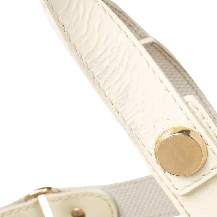 مملوكة مسبقًا Versace White/Ivory Patent and Leather Cutout Tote