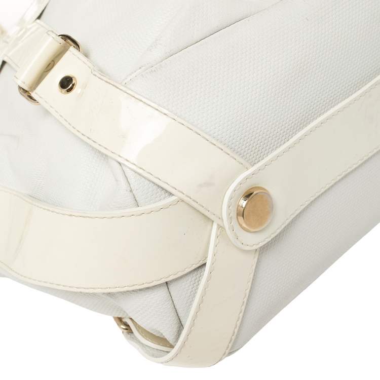 مملوكة مسبقًا Versace White/Ivory Patent and Leather Cutout Tote