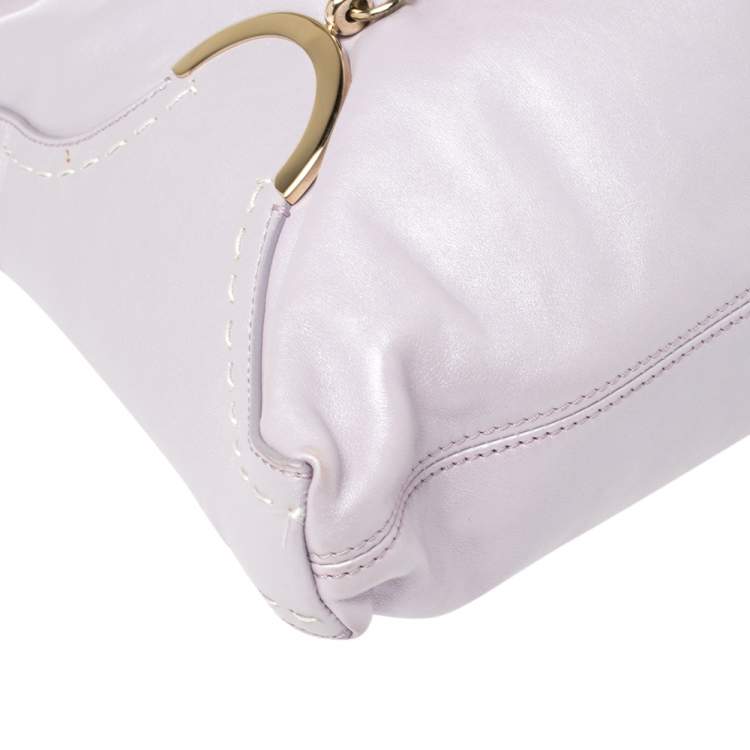 Pre Owned Versace Lilac Leather Medusa Embossed Hobo 