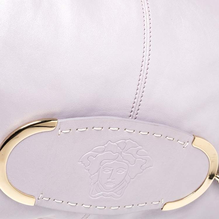 Pre Owned Versace Lilac Leather Medusa Embossed Hobo 