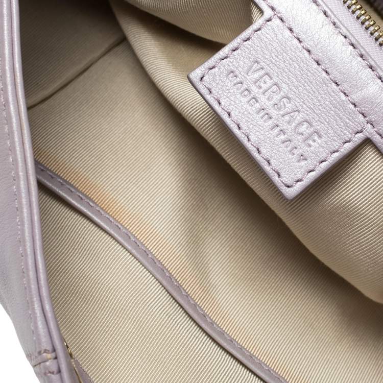 Pre Owned Versace Lilac Leather Medusa Embossed Hobo 