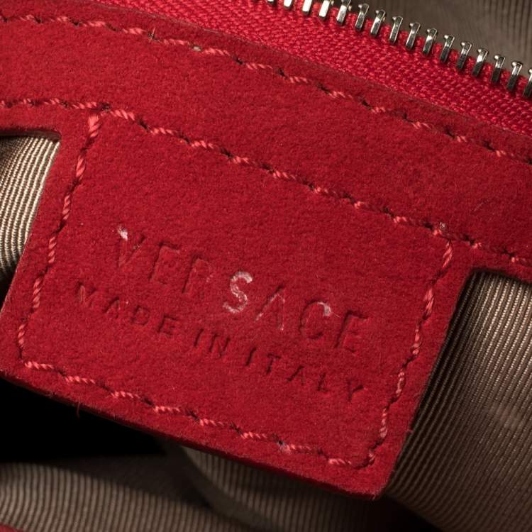 Pre Owned Versace Red Python and Suede Flap Shoulder Bag
