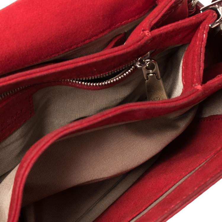 Pre Owned Versace Red Python and Suede Flap Shoulder Bag