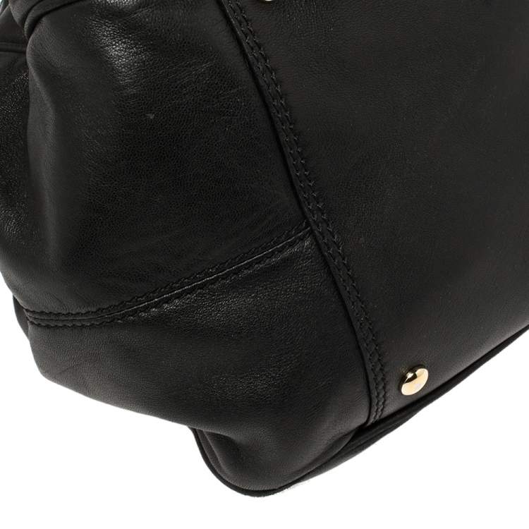 Pre Owned Versace Black Leather Studded Reve Frame Satchel