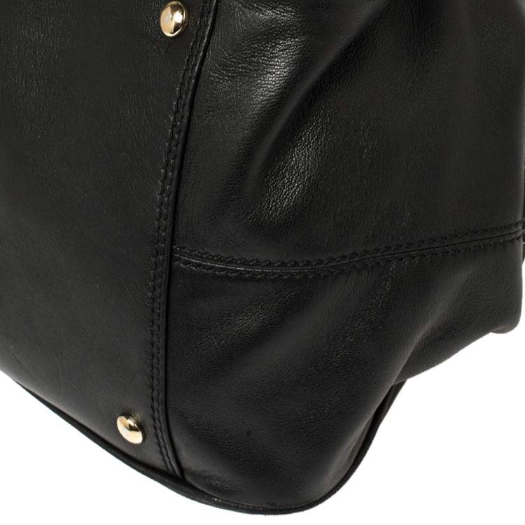 Pre Owned Versace Black Leather Studded Reve Frame Satchel