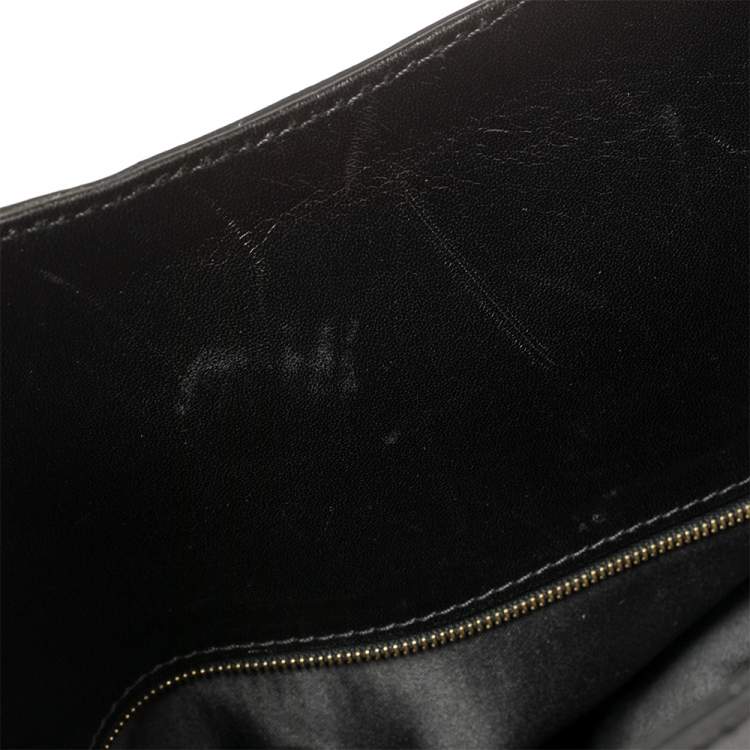 Pre Owned Versace Black Fur And Leather Studded Satchel