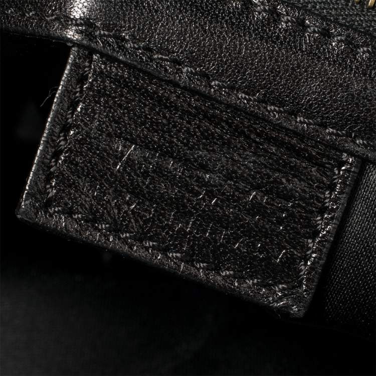 Pre Owned Versace Black Fur And Leather Studded Satchel