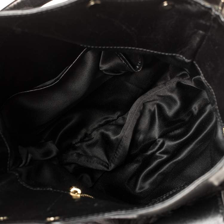 Pre Owned Versace Black Fur And Leather Studded Satchel