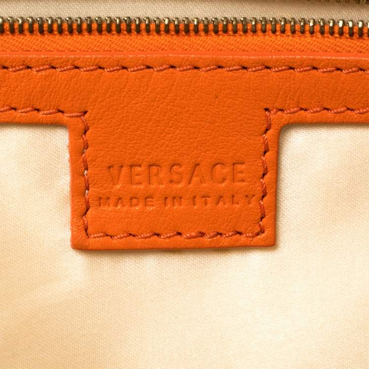 Pre Owned Versace Blue Leather Buckle Embellished Satchel