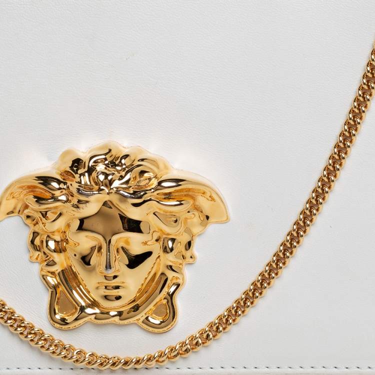 Pre Owned Versace White Leather Medusa Sultan Shoulder Bag