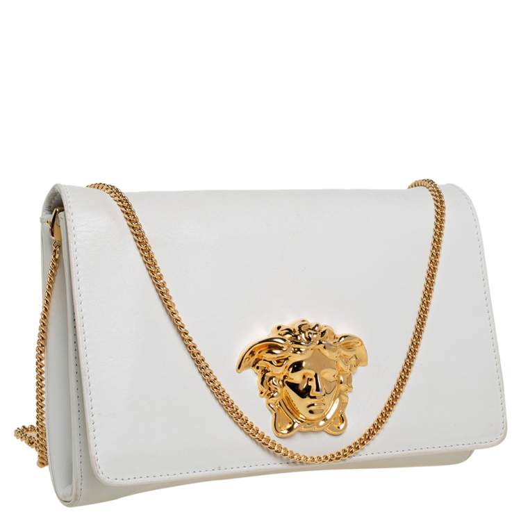 Pre Owned Versace White Leather Medusa Sultan Shoulder Bag