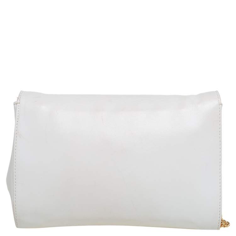 Pre Owned Versace White Leather Medusa Sultan Shoulder Bag