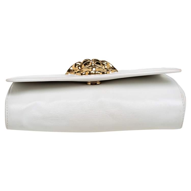 Pre Owned Versace White Leather Medusa Sultan Shoulder Bag
