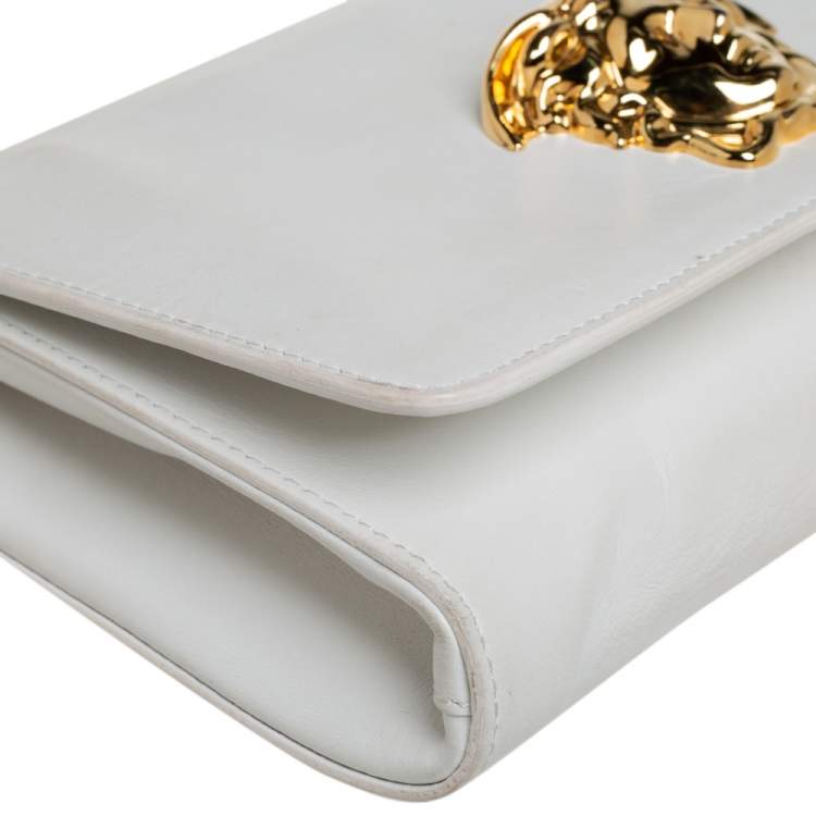 Pre Owned Versace White Leather Medusa Sultan Shoulder Bag