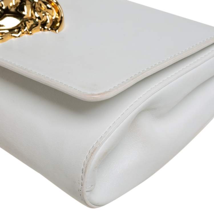 Pre Owned Versace White Leather Medusa Sultan Shoulder Bag