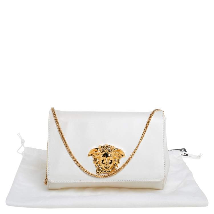 Pre Owned Versace White Leather Medusa Sultan Shoulder Bag