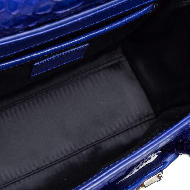 Pre Owned Versace Royal Blue Python Mini Medusa Tote