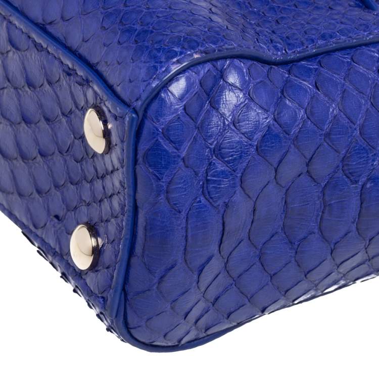Pre Owned Versace Royal Blue Python Mini Medusa Tote