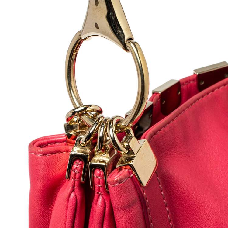 Pre Owned Versace Fuchsia Leather Hobo