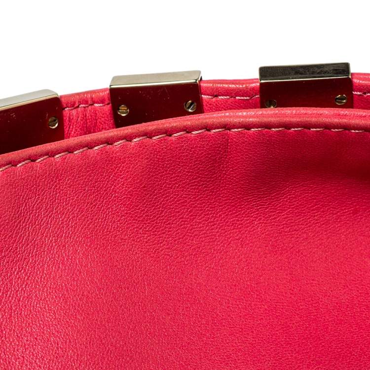 Pre Owned Versace Fuchsia Leather Hobo
