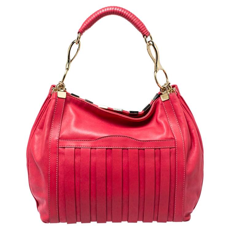 Pre Owned Versace Fuchsia Leather Hobo