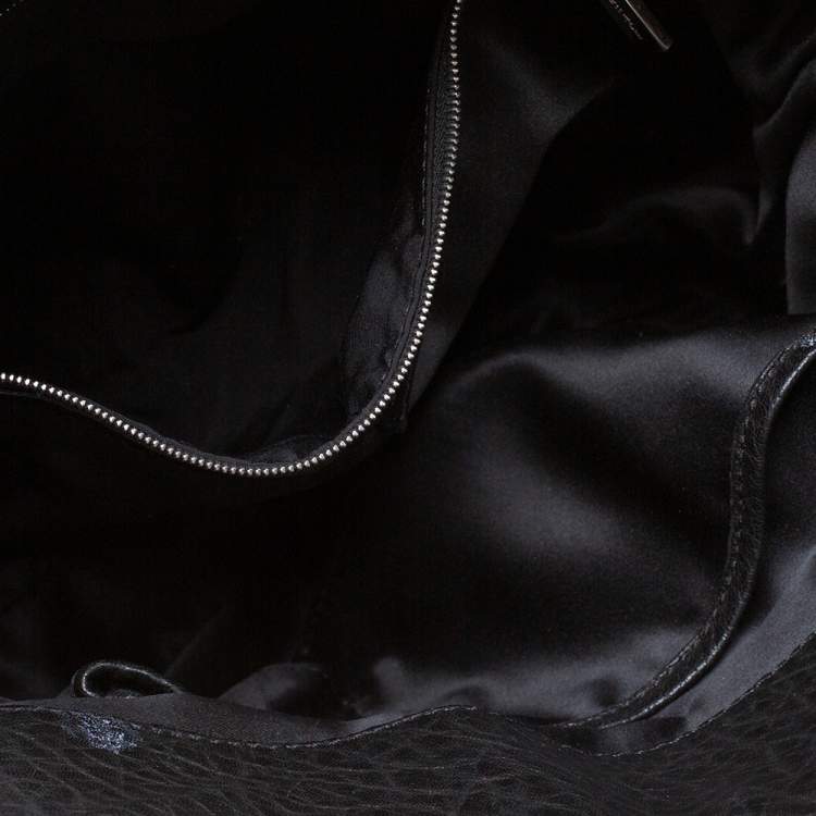 Pre Owned Versace Black/Metallic Leather Medusa Plaque Flap Satchel 