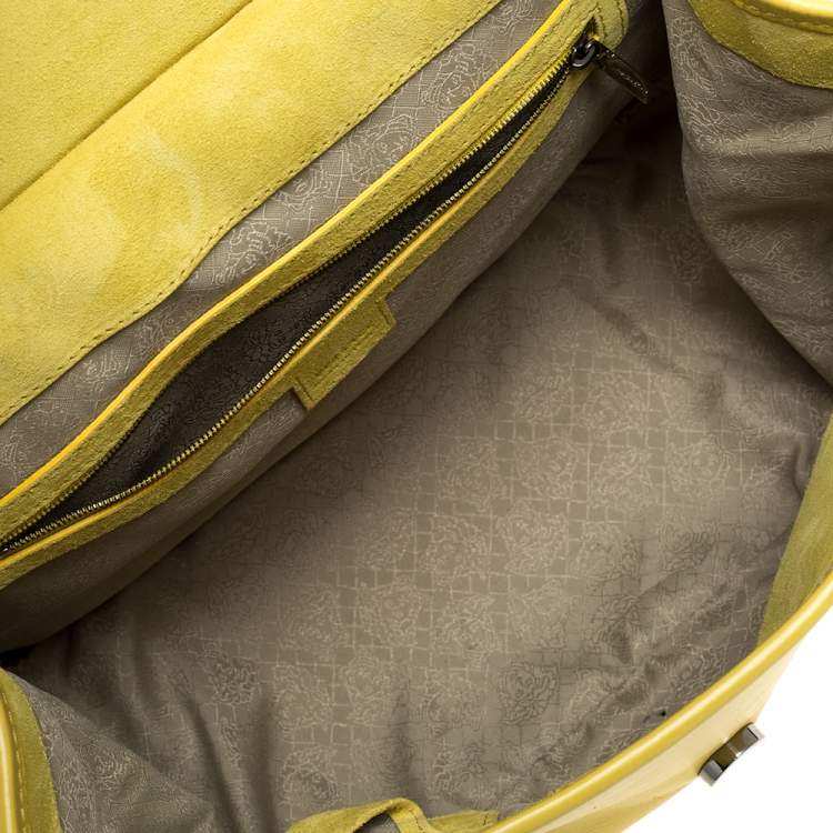 Pre Owned Versace Yellow Leather Top Handle Bag
